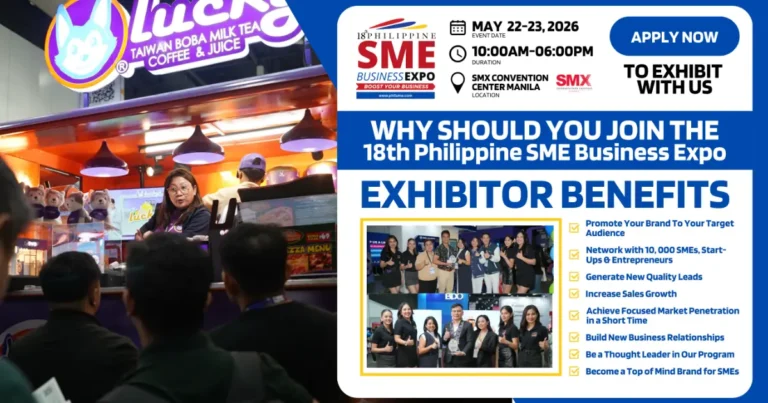 18th PHILSME Business Expo and Conference promotional visual for the May 22 to 23, 2026 event at SMX Convention Center Manila.