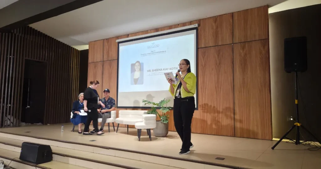 Angie Quadra-Balibay moderates the financial literacy and entrepreneurship panel with Sheena Kay Kotik at GMA Pinoy TV’s Seafarers’ Family Day 2026.